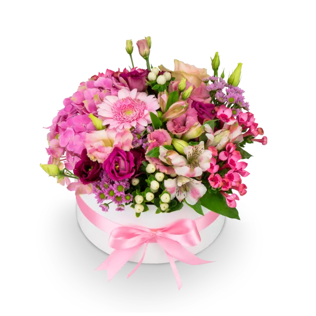 Box růžových květin